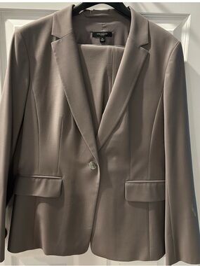 Ann Taylor Taupe Single-Button Suit Jacket and pants size 14